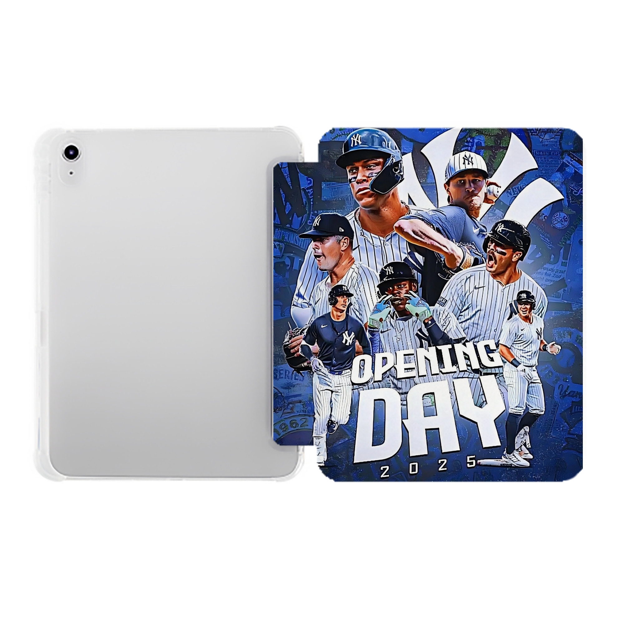 New York Yankees 215 Premium Tri-Fold PU Leather & Silicone IPad Case With Pencil Slot – Fits 9.5,10.5,10.9 – Adjustable Stand, Slim, Protective